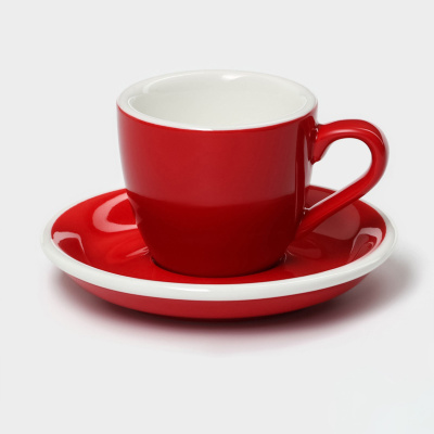Пара Coffee time 80мл фарфор  красная