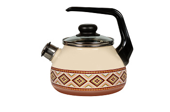 Чайник эмал.  со свистком "Шоколад"  3л