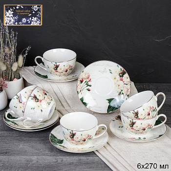 Набор чайный  12пр 270мл "Белая роза"
