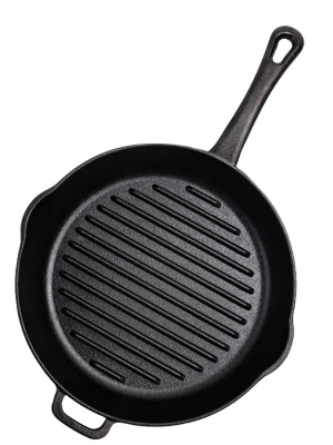Сковорода гриль чугунная 28см круглая с литой ручкой