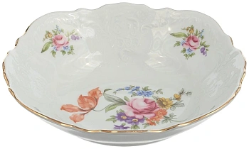 Салатник  25см круг "Мейсенский букет"