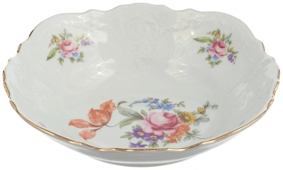 Салатник  25см круг "Мейсенский букет"