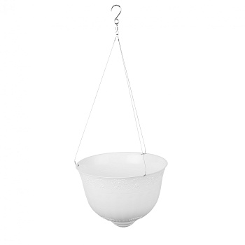 Кашпо "Венеция" 10л с подвесом-трос белый