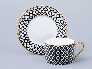 Пара чайная 250мл  "Неро 2"  ф.Идиллия кост.фарфор