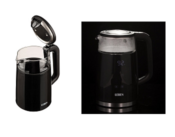 Чайник электрический с электронным управлением температурой 1.7л 2200Вт стекло пластик