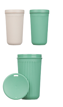 Стакан пластиковый с закручивающейся крышкой 400мл 2 цвета