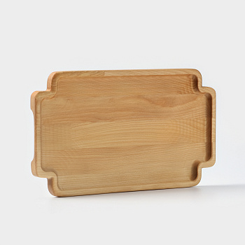 Поднос деревянный для подачи 35x20x1.8см потайные ручки массив берёзы пропитано маслом