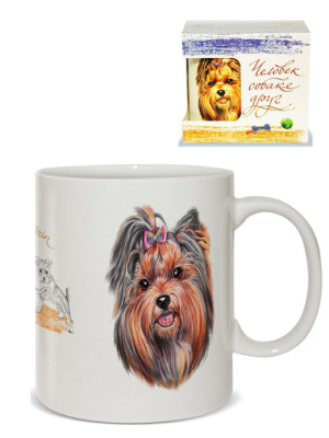 Кружка 420мл  «Человек собаке друг» "Йоркширский терьер"  под.уп. костяной фарфор