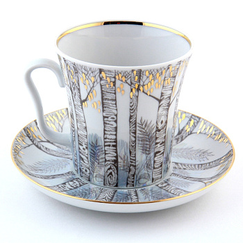 Бокал с блюдцем "ленингр.Половодье" 350мл твердый фарфор