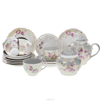 Сервиз чайный 20пр.  "Багульник" ф.Гранатовый