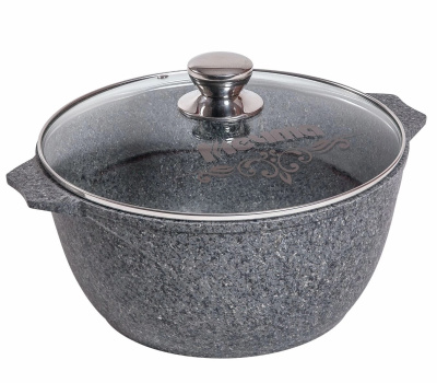 Кастрюля 23.5см 3л Premium grey  стекл. крышка