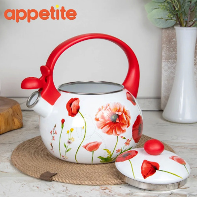 Чайник 2л со свистком "Алые маки"