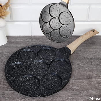 Сковорода блинная 24см для панкейков "Смайлик" индукция Сковорода блинная 24см для панкейков "Смайлик" индукция
