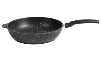 Сковорода 24см глуб.  "Темный мрамор" антипр. покр.  съемная ручка без крышки