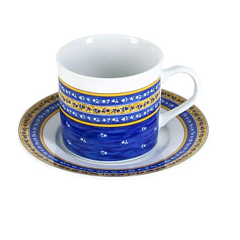 Пара чайная "Cairo" 250мл блюдце 155мм "Сине-желтые полоски"