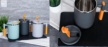 Термокружка 400мл металл пластик микс