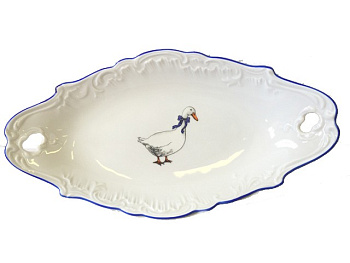 Блюдо овальное с ручками 25см Рококо  "Гуси" Блюдо овальное с ручками 25см Рококо  "Гуси"