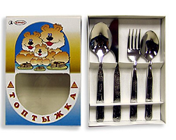 Набор детский столовых приборов 4пр. "Топтыжка"