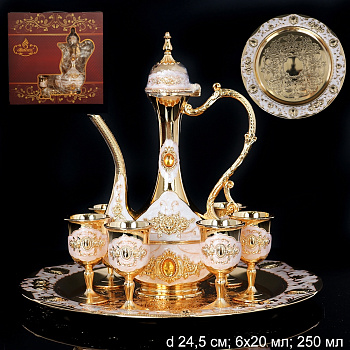 Набор коньячный золото металл d24.5см 6*20мл 250мл