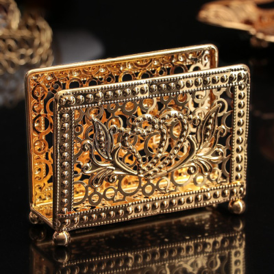 Салфетница декоративная «Сердца» цвет золотой