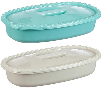 Миска прямоугольная 1.5л с крышкой микс