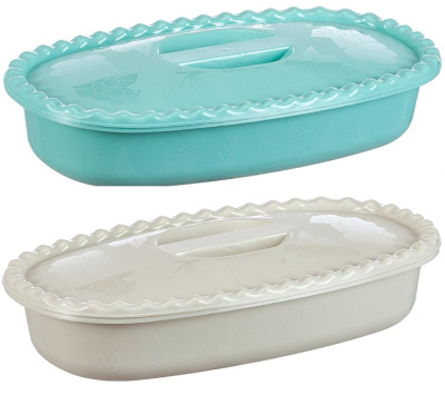 Миска прямоугольная 1.5л с крышкой микс