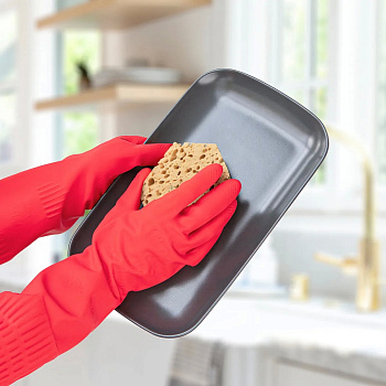 Перчатки хозяйственные  резиновые M манжета 38см