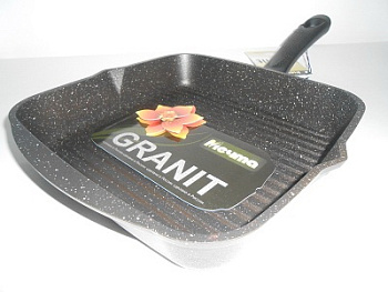 Сковорода-гриль  литая  26см квадратная АП Гранит black