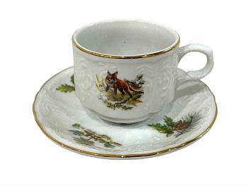 Пара чайная чашка с блюдцем 240мл "Охота" HORECA цилиндр отель