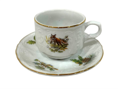 Пара чайная чашка с блюдцем 240мл "Охота" HORECA цилиндр отель