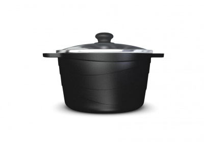 Кастрюля со стеклянной крышкой 4л d22см Индукция Гранит