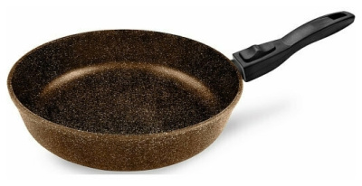 Сковорода 24см литая противопригарная "Neva Granite Brown" съемная ручка без крышки