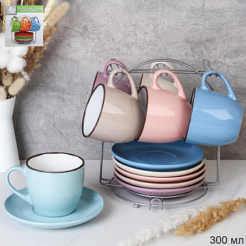 Набор чайный  12пр 300мл на мет. подставке