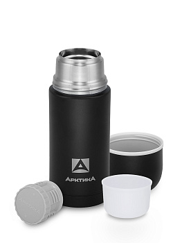 Термос черный текстурный 500мл  24ч горло 51.5мм глухая пробка чашка