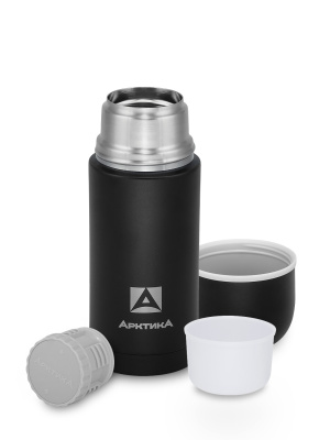 Термос черный текстурный 500мл  24ч горло 51.5мм глухая пробка чашка