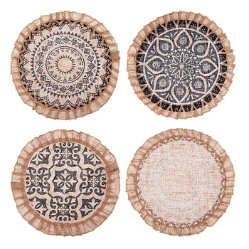 Салфетка "Орнамент" джут d38см 4 дизайна (120)