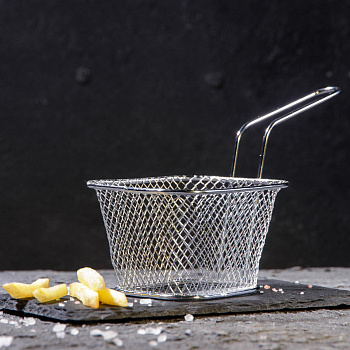 Корзинка для картофеля фри  "Квадро" 19х8.7х12.5см  мелкая сетка Корзинка для картофеля фри  "Квадро" 19х8.7х12.5см  мелкая сетка