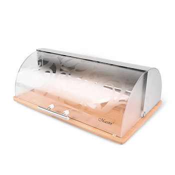 Хлебница 39*28*14.5см нерж + дерево + пластик