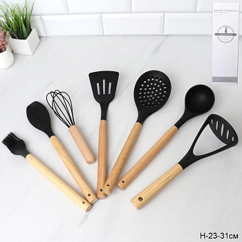 Кухонный набор 7 предметов силикон дерево Кухонный набор 7 предметов силикон дерево