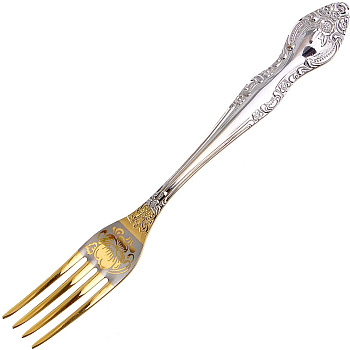 Вилка столовая "Тройка" золот. худож. роспись Вилка столовая "Тройка" золот. худож. роспись