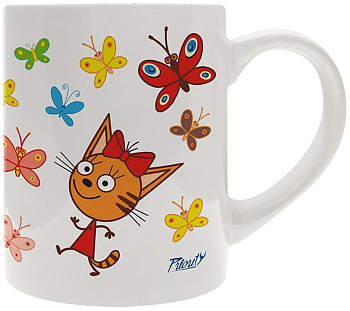 Кружка 240мл "Три кота"  Бабочки фарфор