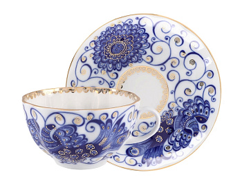 Чашка с блюдцем 250мл "Птица-царица" ф.Тюльпан Чашка с блюдцем 250мл "Птица-царица" ф.Тюльпан