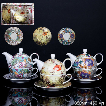 Набор чайный 3пр чайник, кружка, блюдце  350 450мл  микс