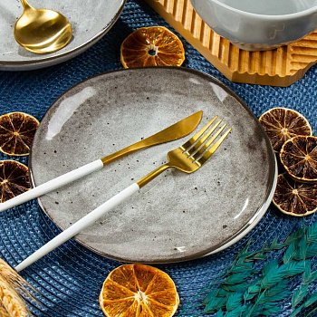 Тарелка десертная STONE DARK серый 20см