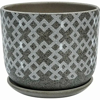Горшок для цветов "Кросс" серый бук №2   1.6л 15см