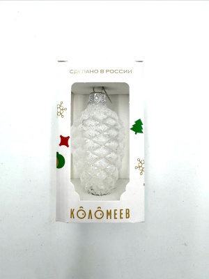 Ёлочное украшение "Шишка в снегу" прозрачная   h8см