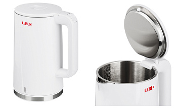 Чайник электрический нерж 1.7л 1850Вт двойные стенки пластик