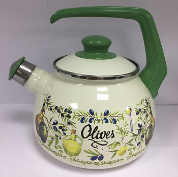 Чайник эмал "Олива" 2.5л со свистком Чайник эмал "Олива" 2.5л со свистком