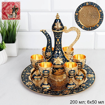 Набор коньячный золото графин 200мл + рюмка 6*50мл  металл