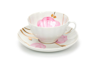 Чашка чайная с блюдцем 275мл тонкост.  ф.белый лебедь "Весенний"